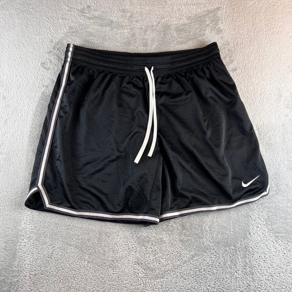 Nike Dri-FIT Mens Basketball Shorts Black Mesh Striped Size Large Athletic Gym